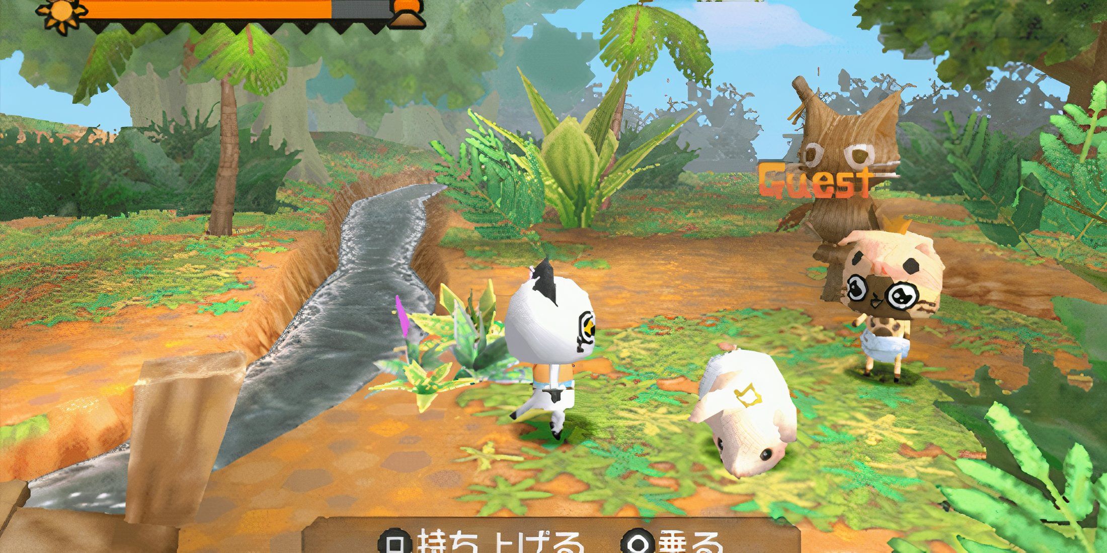 Playing with friends in Monster Hunter Diary Poka Poka Airou Village