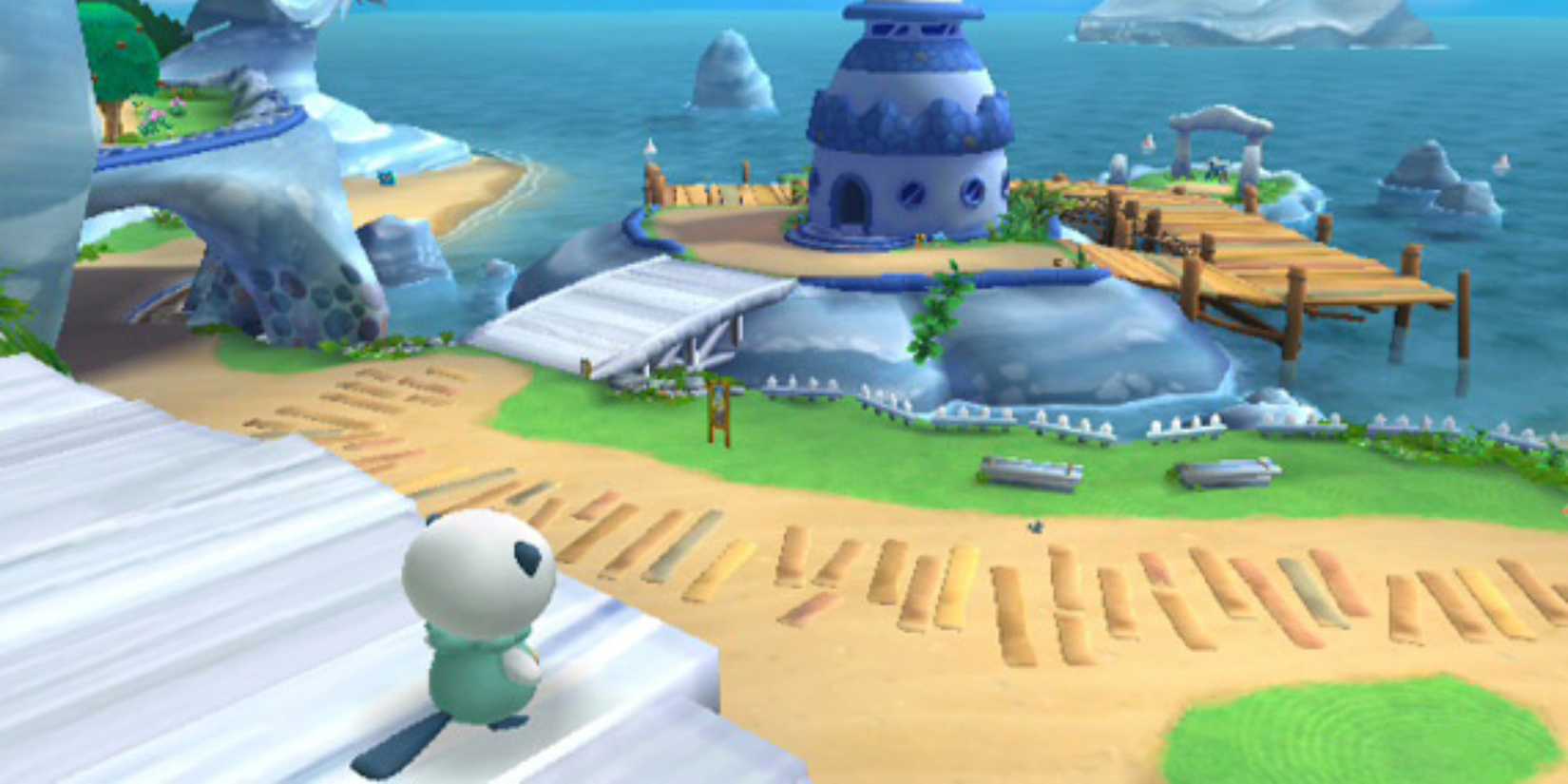 Oshawott looking over Cove Area in PokePark 2