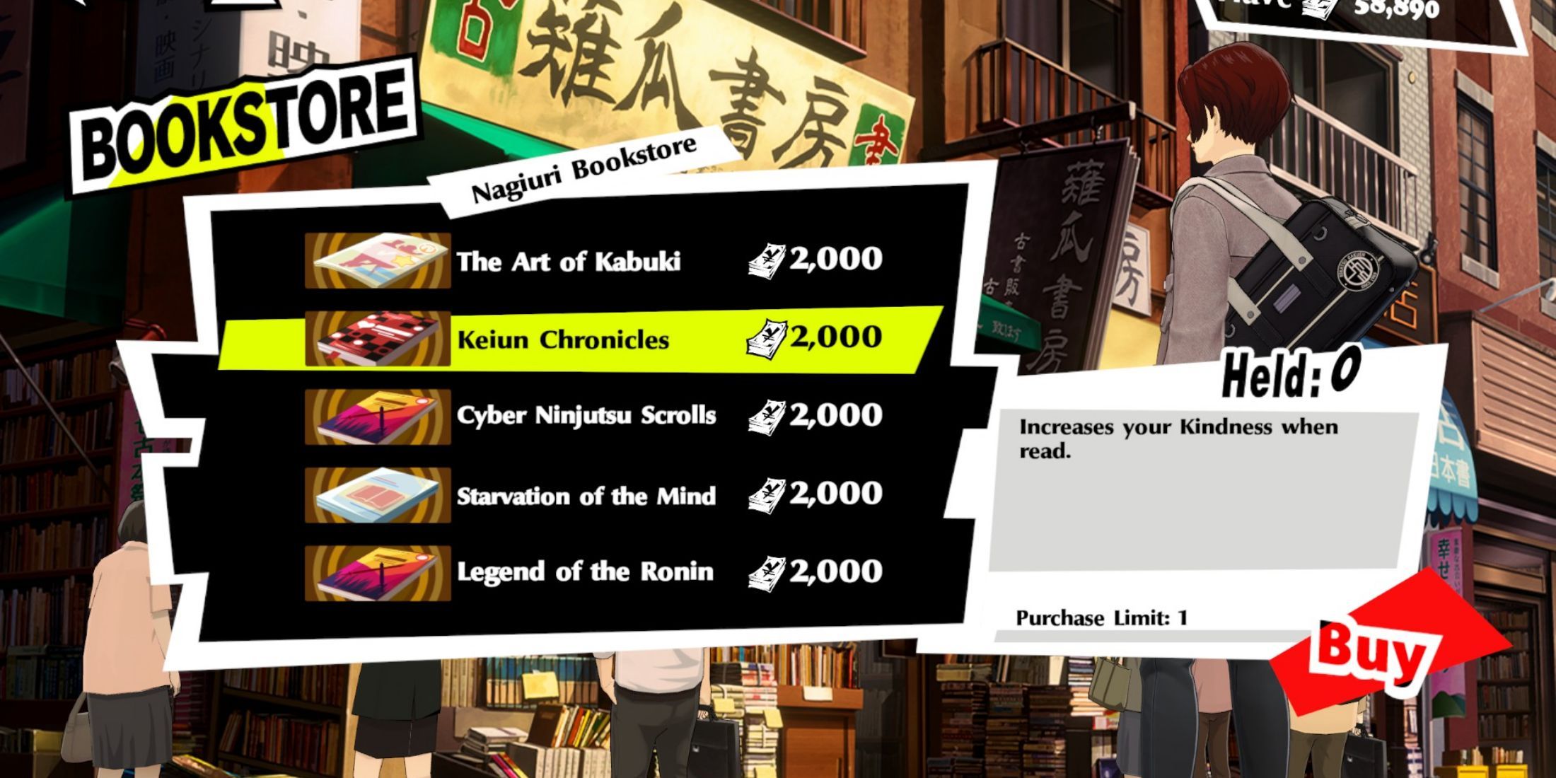 Buying books and reading them can raise your social statistics in Persona 5 The Phantom X