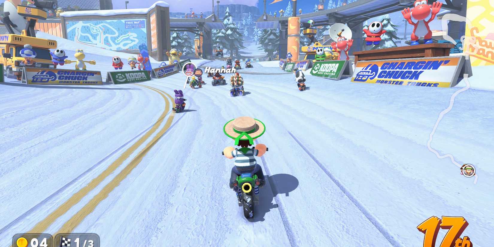 Racing with Luigi in Mario Kart World