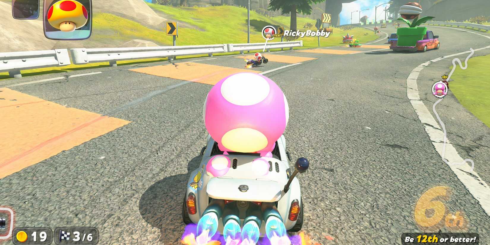 Racing with Toadette in Mario Kart World