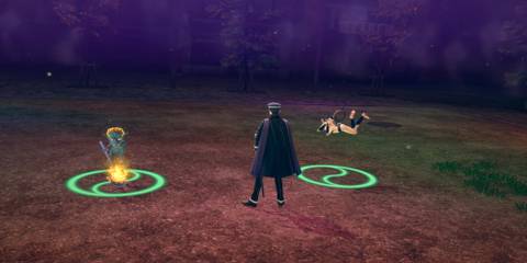 Raidou Standing Between Two Demons After A Battle 