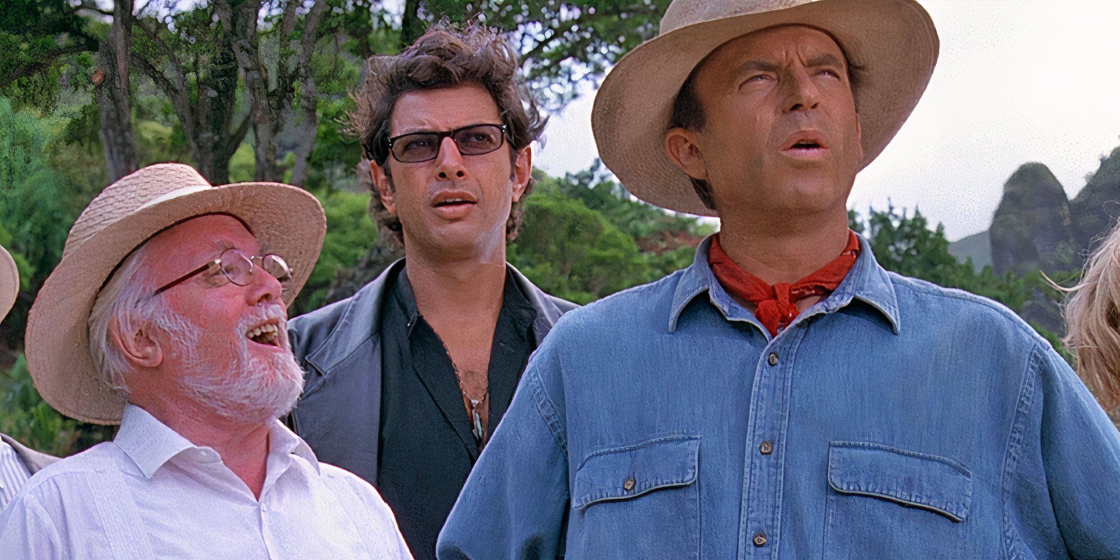 Richard Attenborough, Jeff Goldblum, and Sam Neill in Jurassic Park