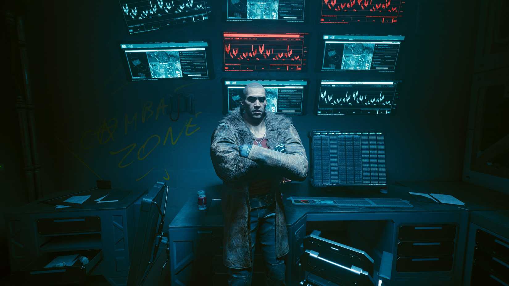 river with his arms folded