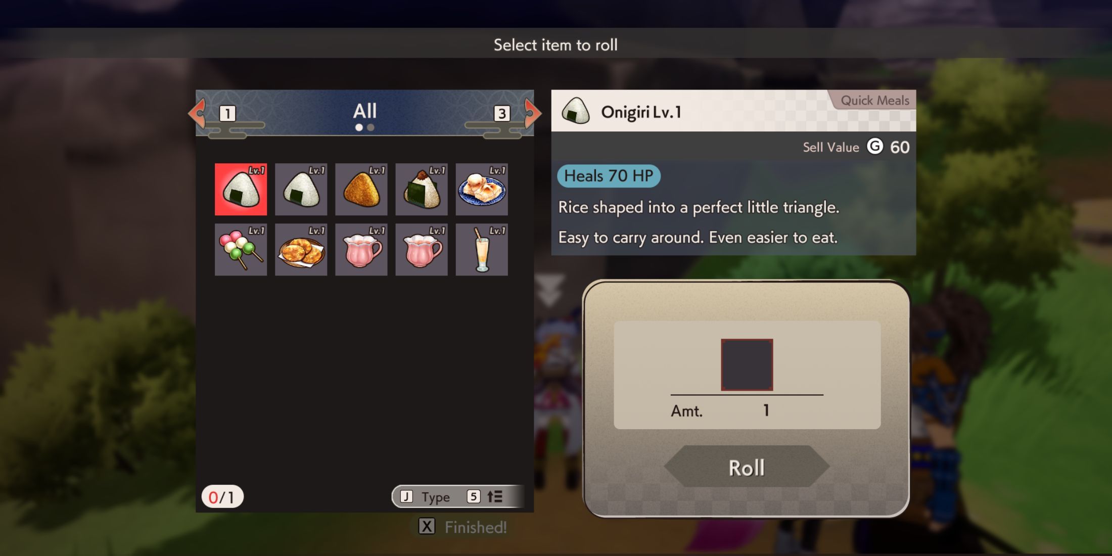 Rune Factory Guardians of Azuma Roll Roll Roll Your Onigiri hole inventory