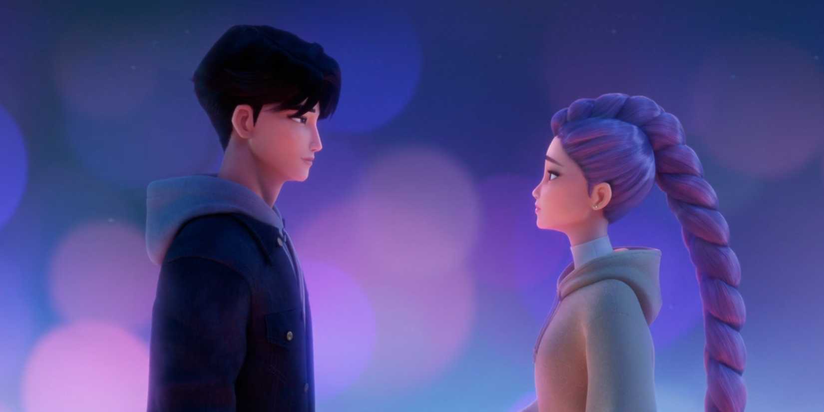 Rumi and Jinu Sharing a Moment in KPop Demon Hunters