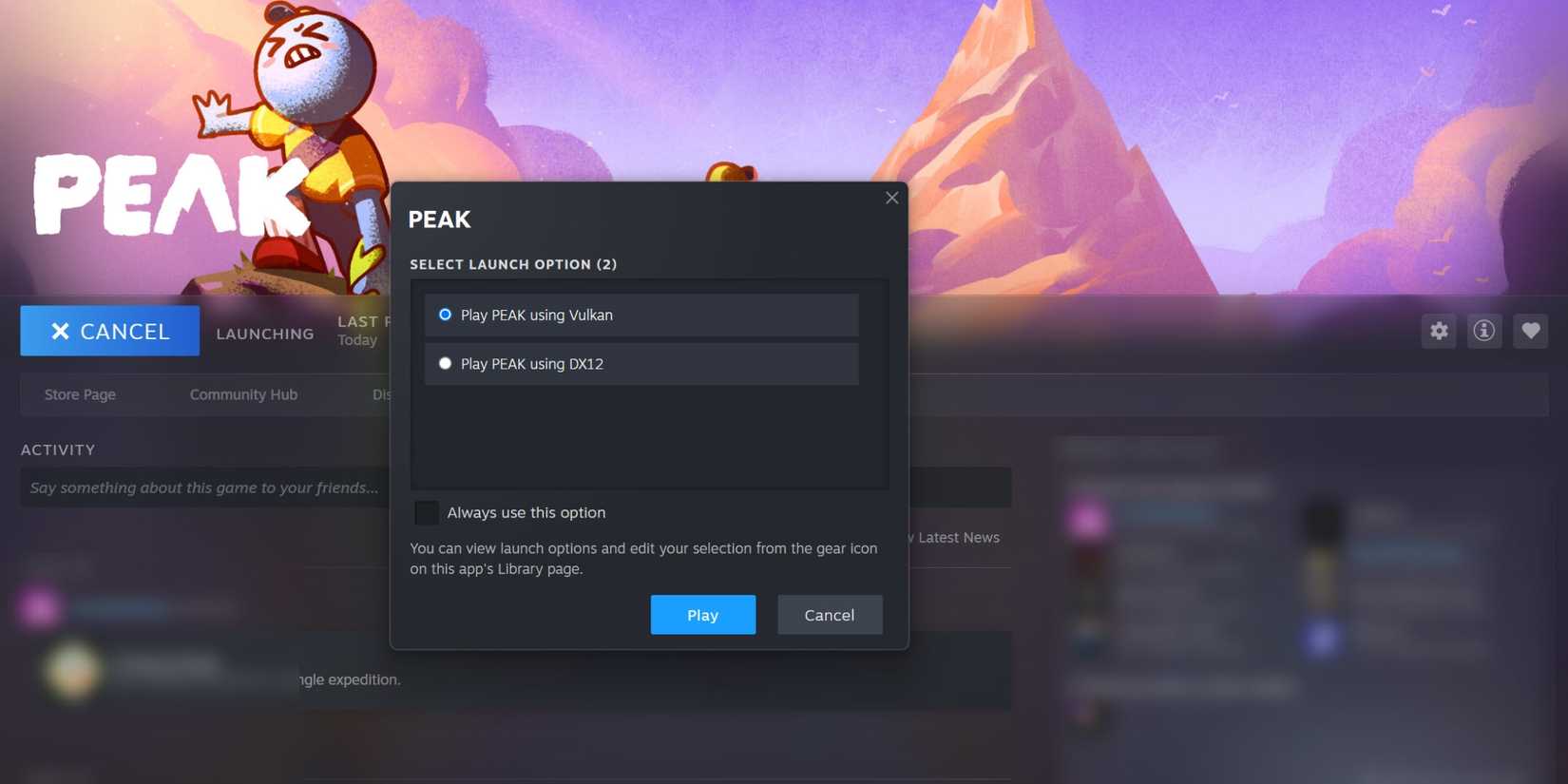 Run Peak in DX12 Mode