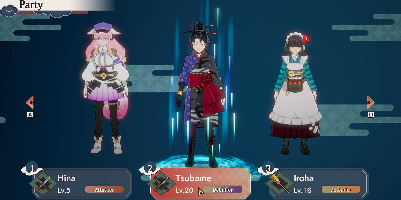 Image of a party with Hina, Tsubame, and Iroha in Rune Factory: Guardians of Azuma
