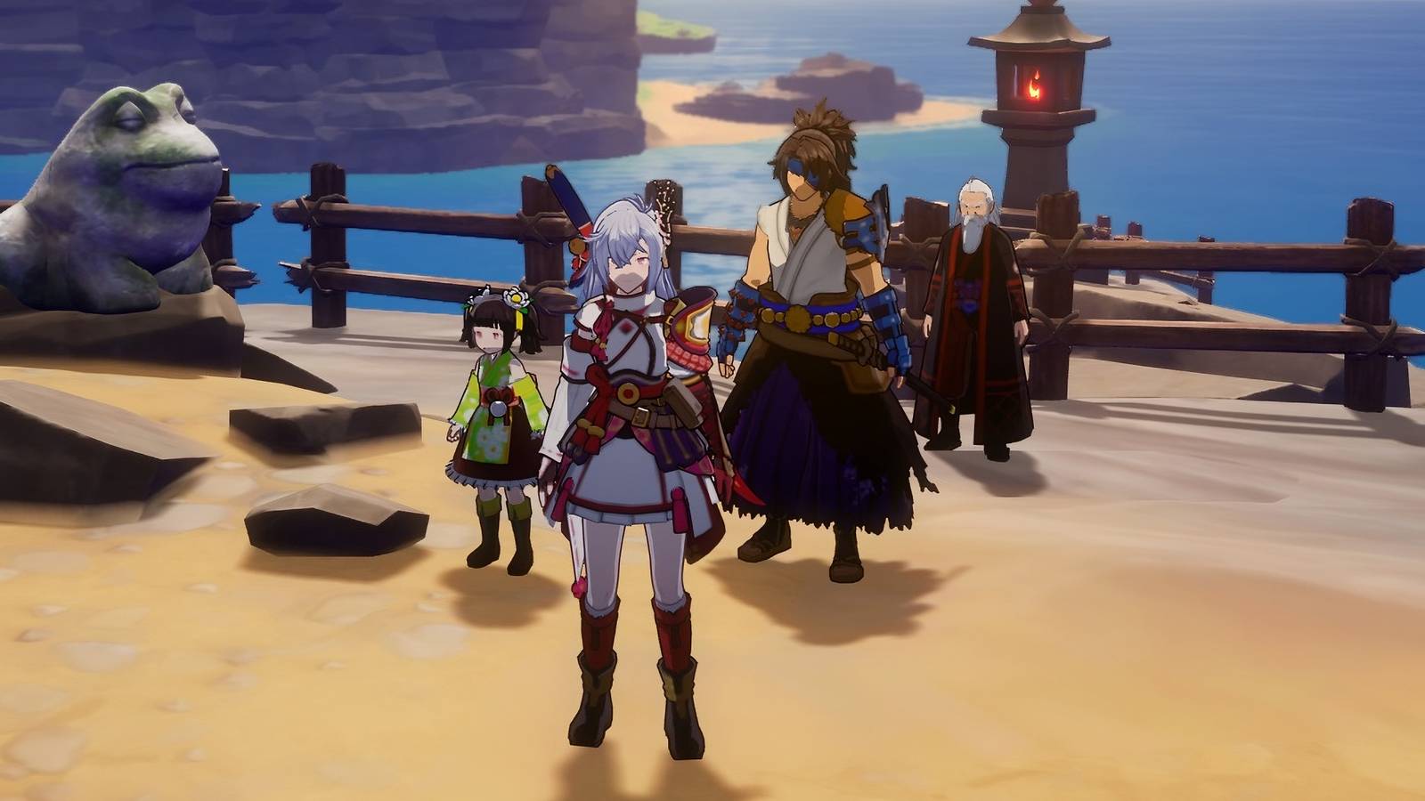 Image of a party including Suzu, Sakaki, and Murasame in Rune Factory: Guardians of Azuma