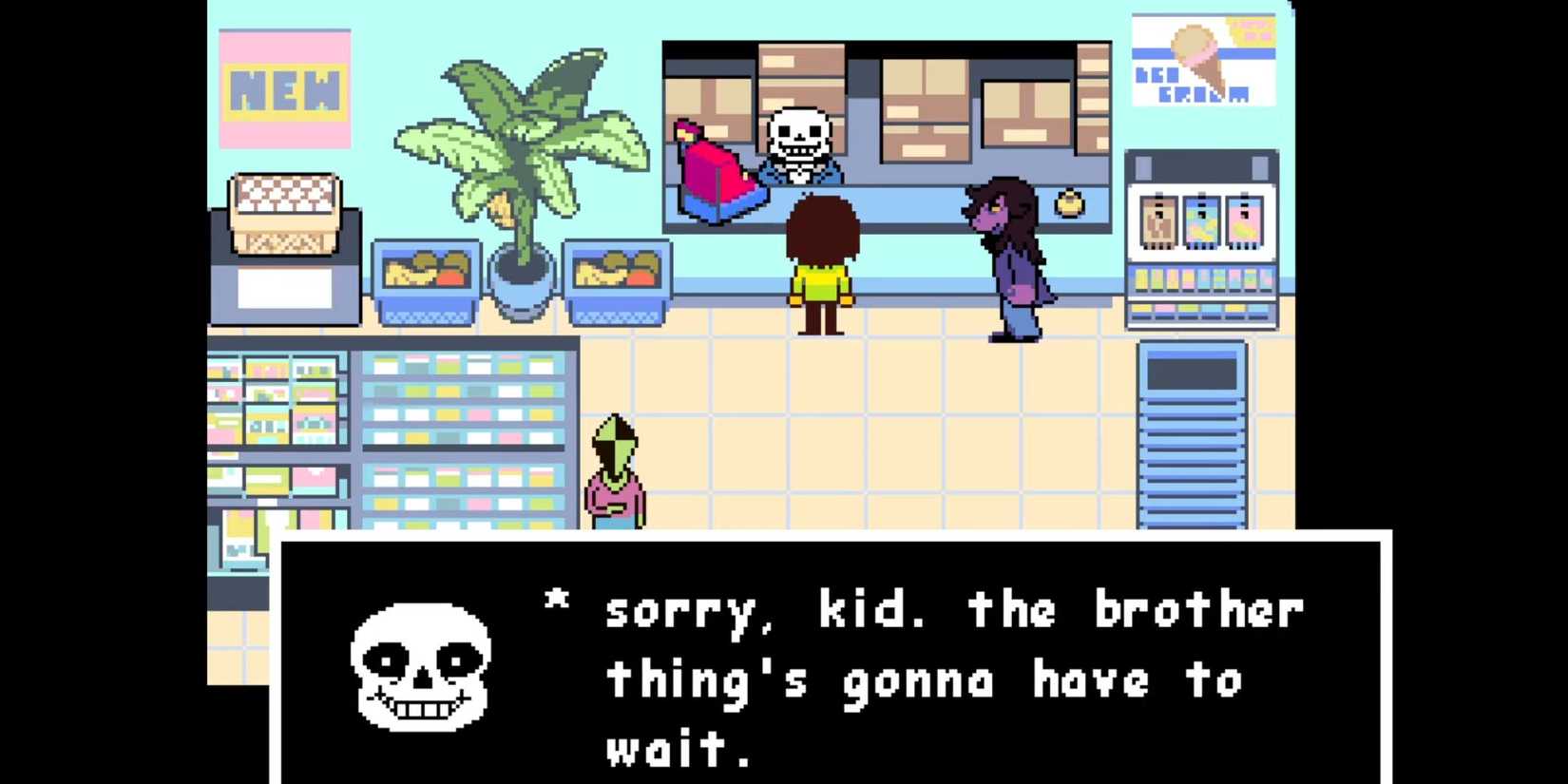 Sans tells Kris that they can't meet his brother yet - Deltarune