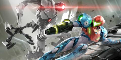 sce9rSamus Aran fighting a robot in Metroid Dread
