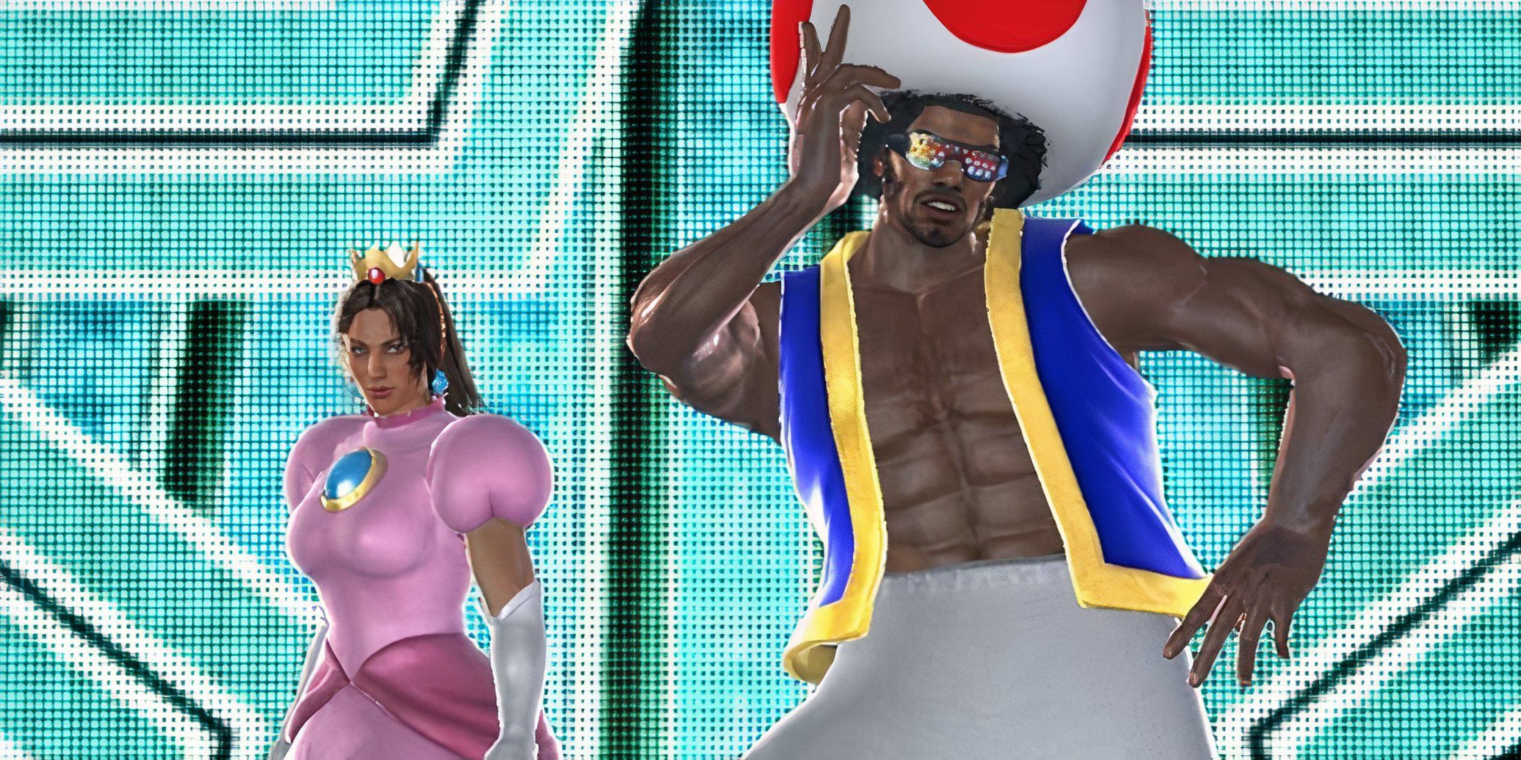 Toad and Princess Peach cosplay in Tekken