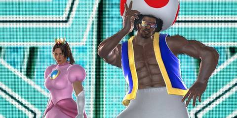 Toad and Princess Peach cosplay in Tekken