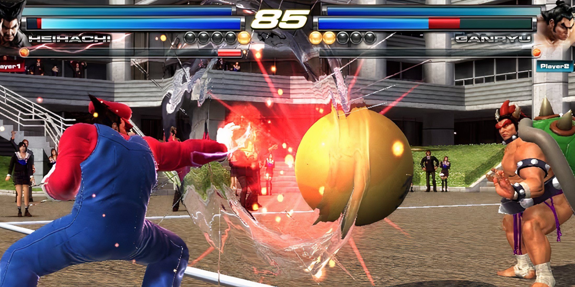 Heihachi and Ganryu playing Tekken Ball