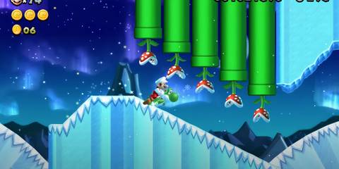 Mario avoiding plants with Yoshi