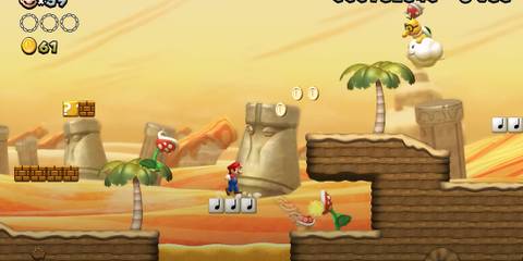 Mario moving through a desert area