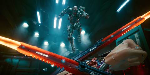 Adam Smasher jumping at the player