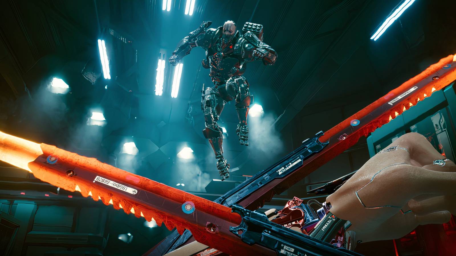 Adam Smasher jumping at the player