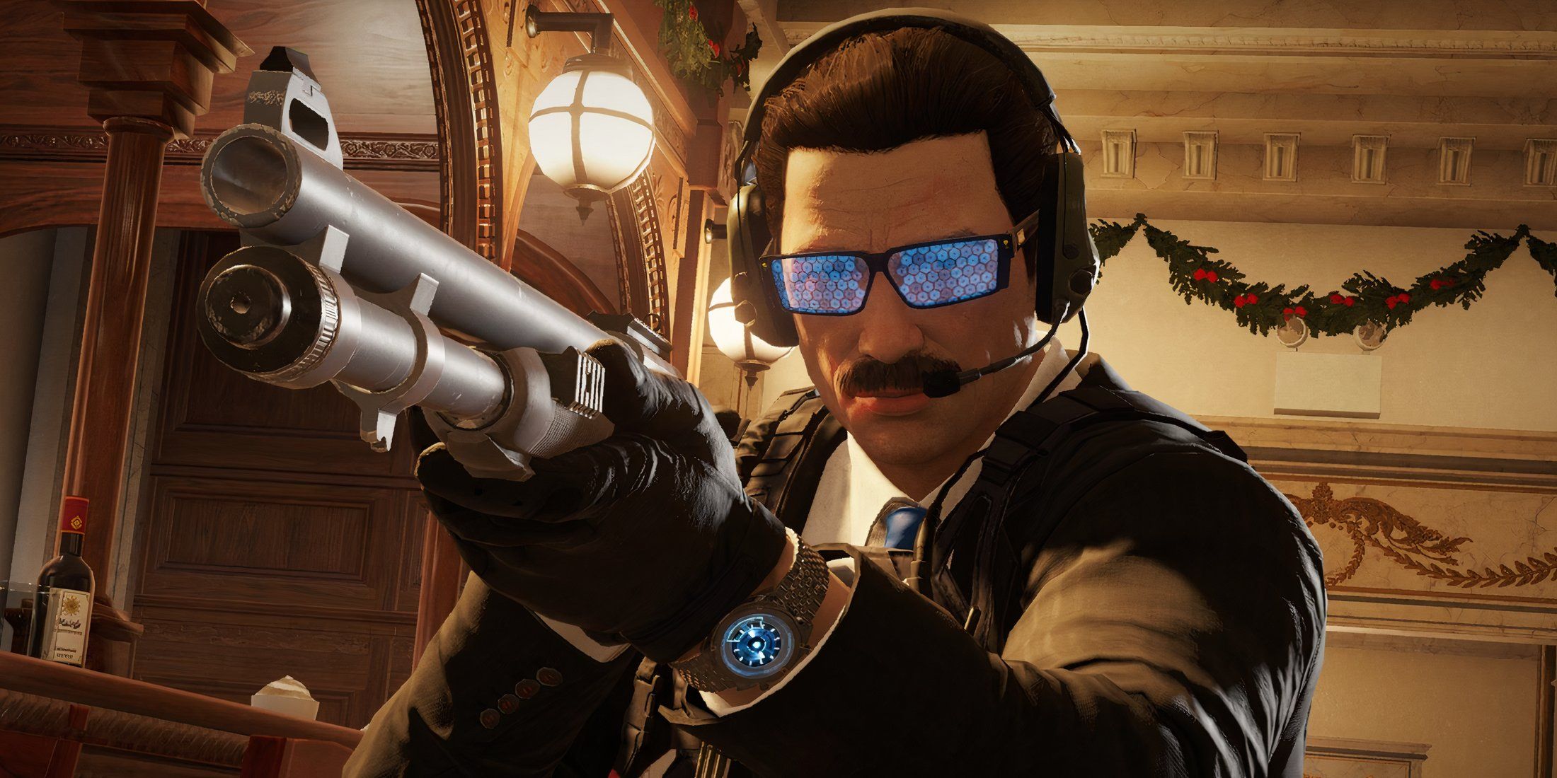 Warden activating his glasses