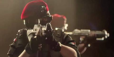 Alibi aiming a rifle