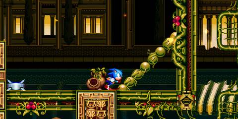 Sonic running up a grassy vine