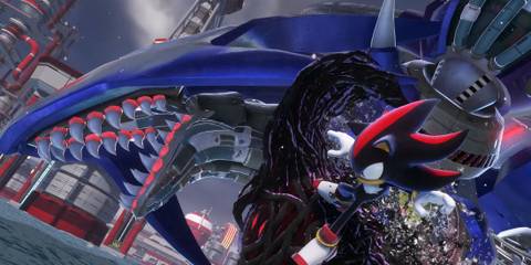 Shadow narrowly avoiding a giant metal monster