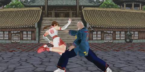 Kasumi kicking old fighter