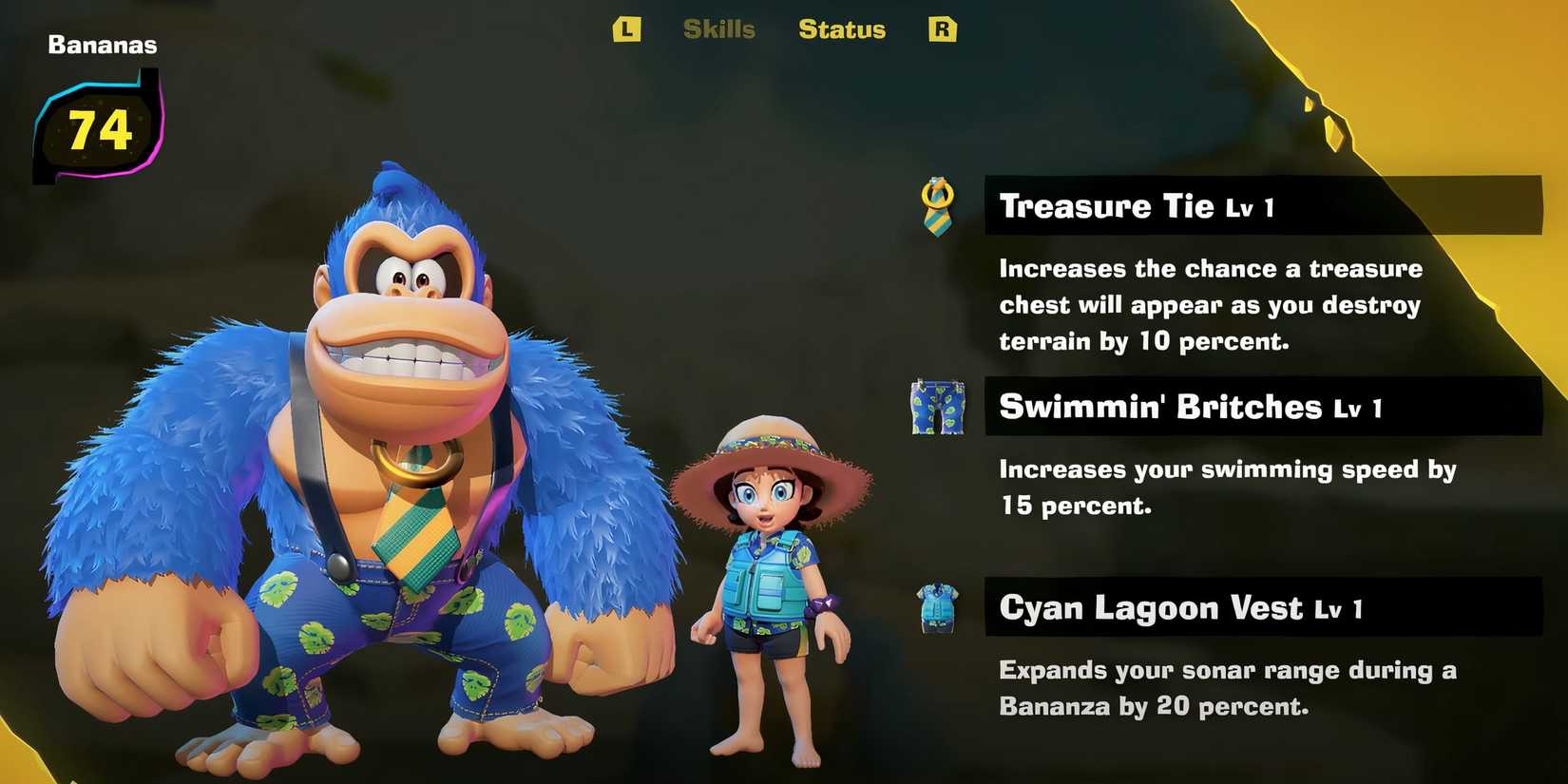 DK and Pauline dressing up Donkey Kong Bananza