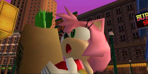 Amy holding groceries