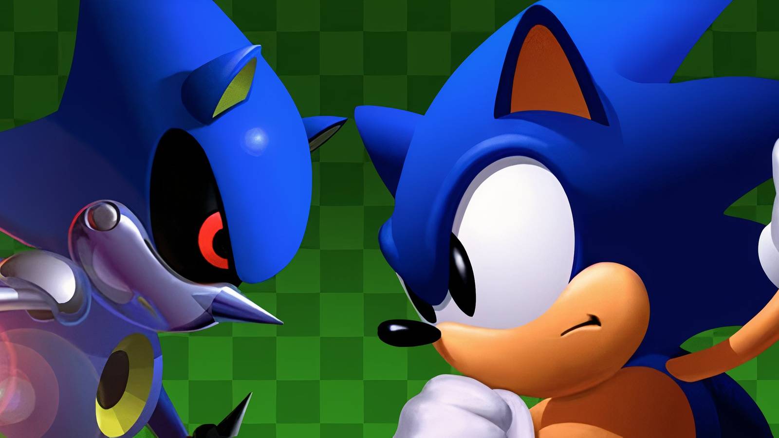 Sonic and Metal Sonic facing off