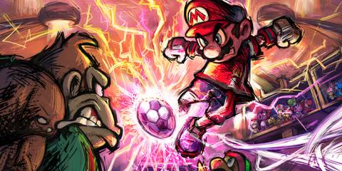 Mario kicking a football