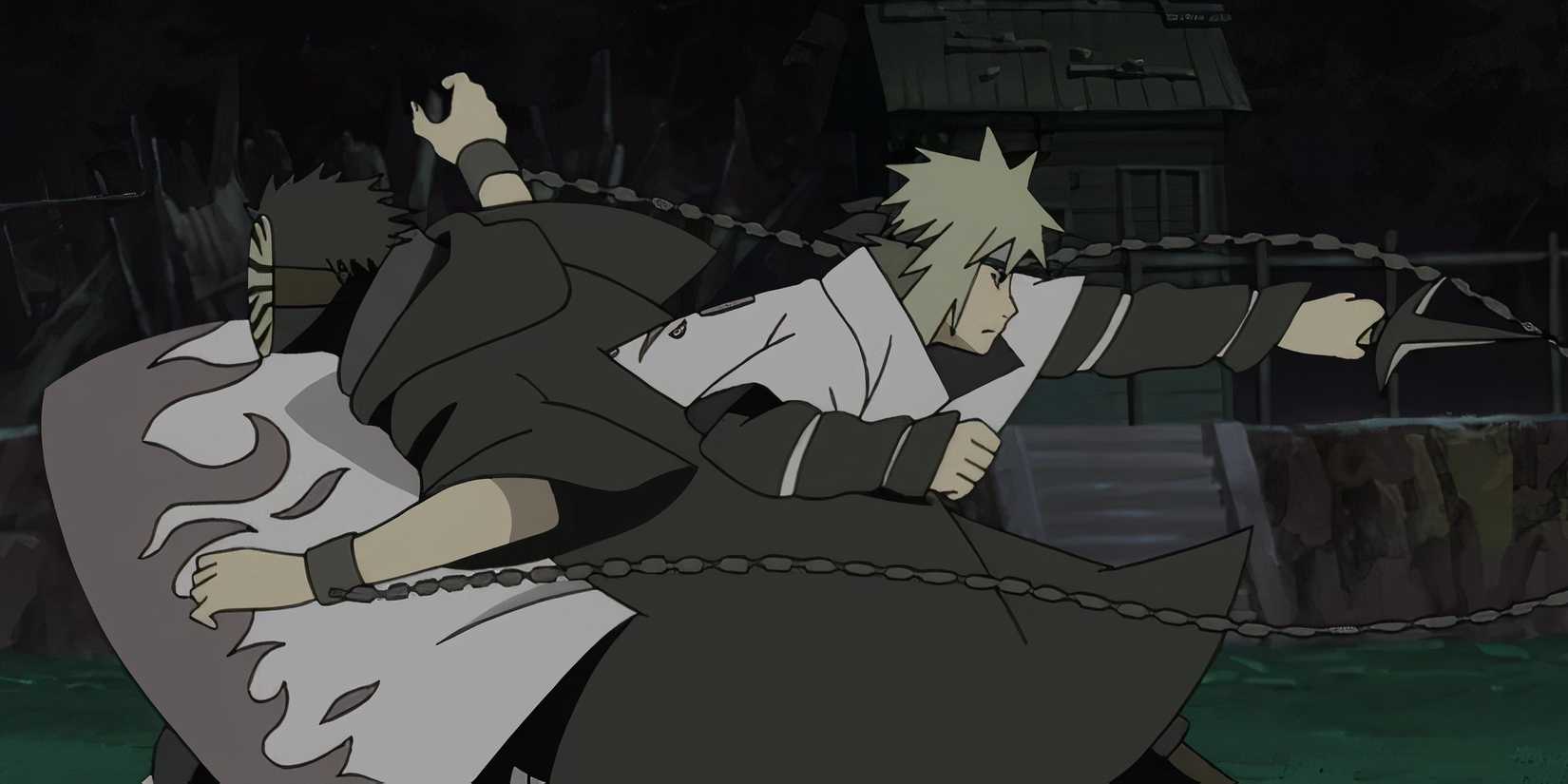 Obito using kamu to phase through Minato's attack