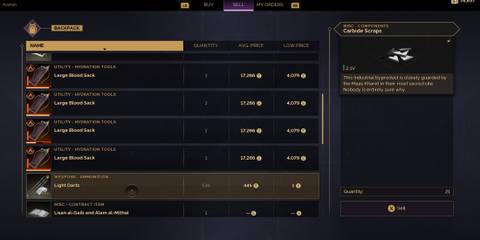 Selling Items in Trade Market Dune Awakening