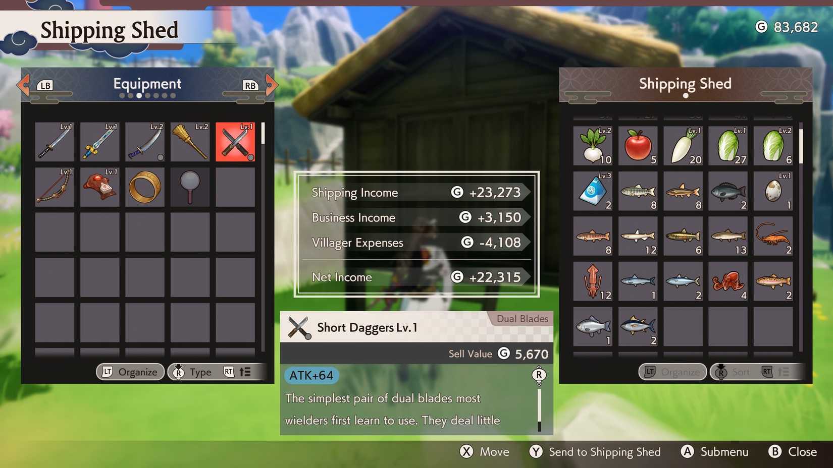 selling old gear in rune factory guardians of azuma