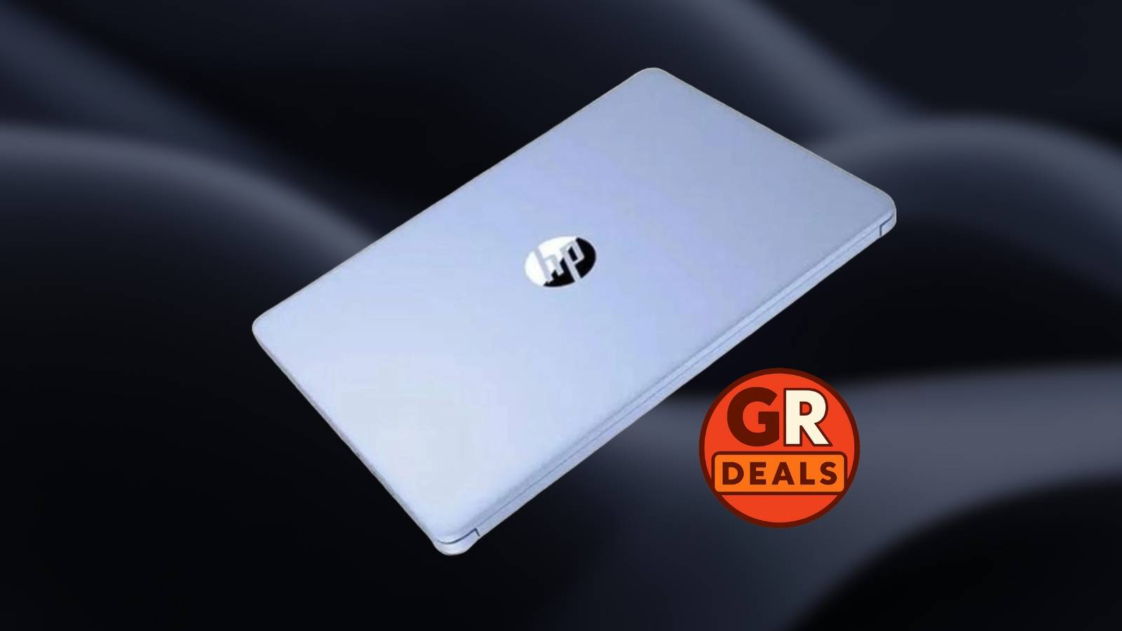 Image of a hp laptop on a black background.