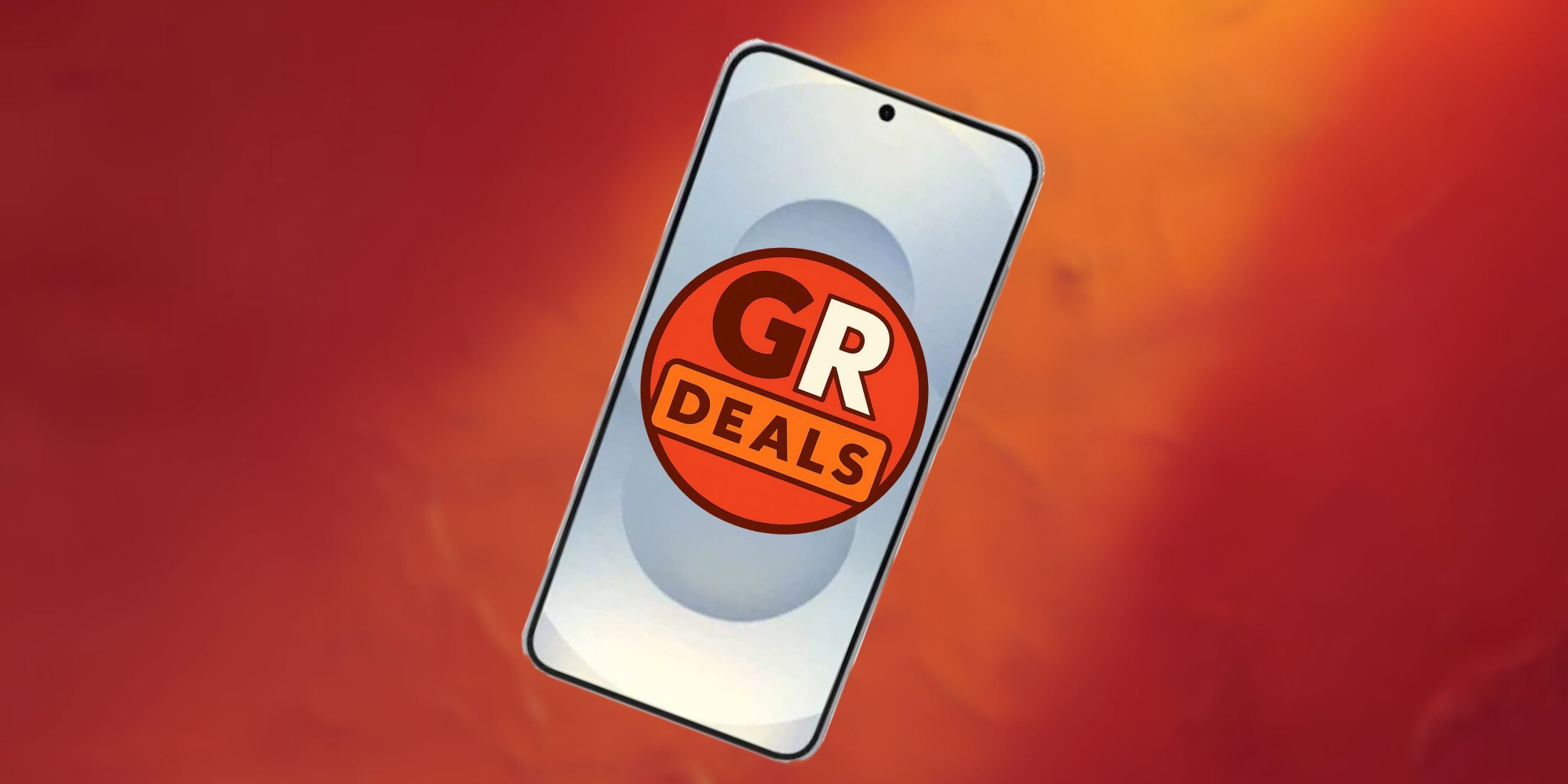 Bild des Samsung Gaaxy S25 Plus auf orangefarbenem Hintergrund.