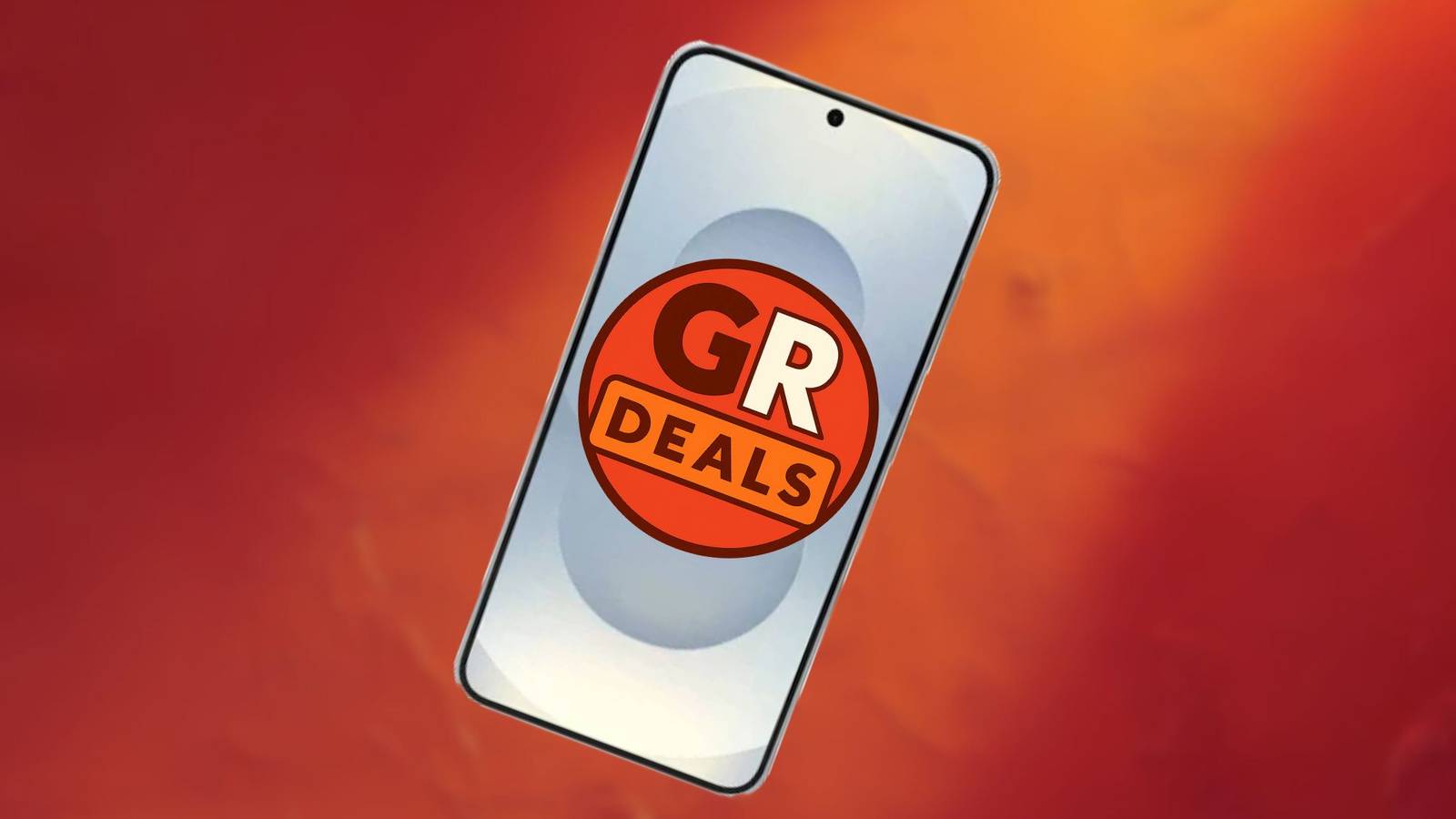 Image of the samsung gaaxy s25 plus on an orange background.