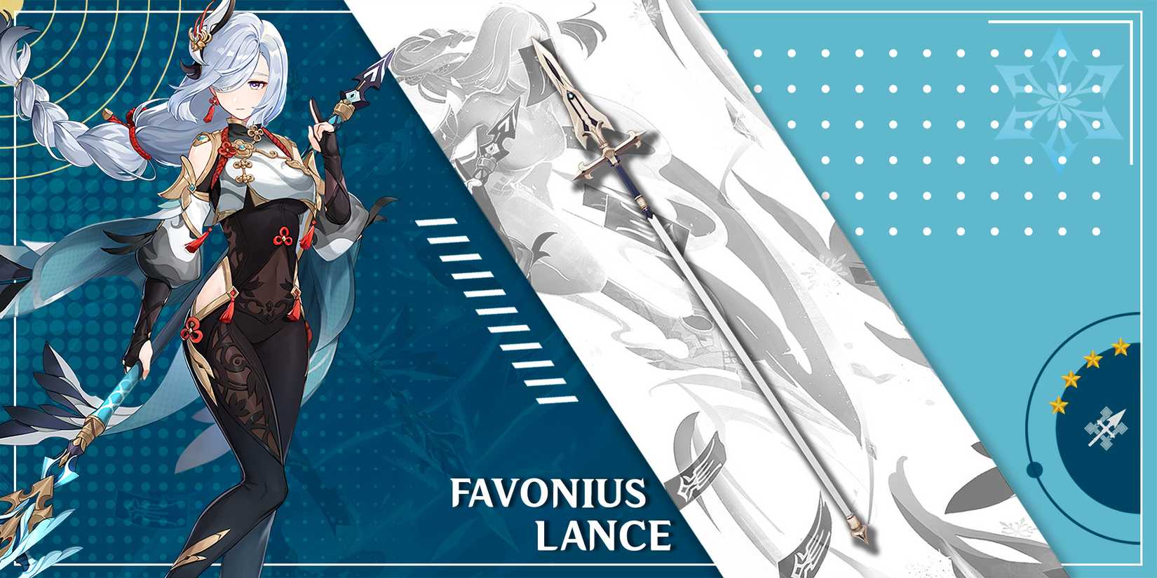 shenhe using favonius lance weapon in genshin impact