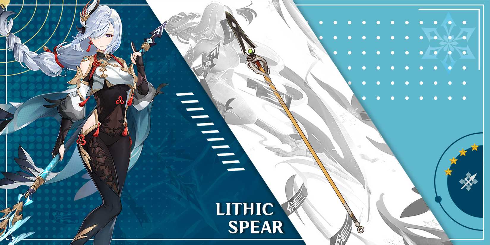 shenhe using lithic spear weapon in genshin impact