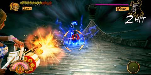 Shooting a boss in Lollipop Chainsaw