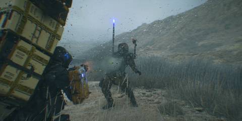 Shooting an enemy in Death Stranding 2 On the Beach