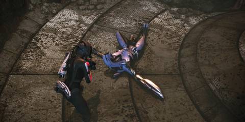 Shooting Geth in Mass Effect