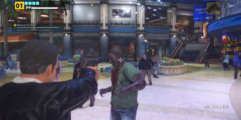 Shooting zombies in Dead Rising