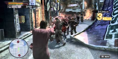Shooting zombies in Yakuza Dead Souls