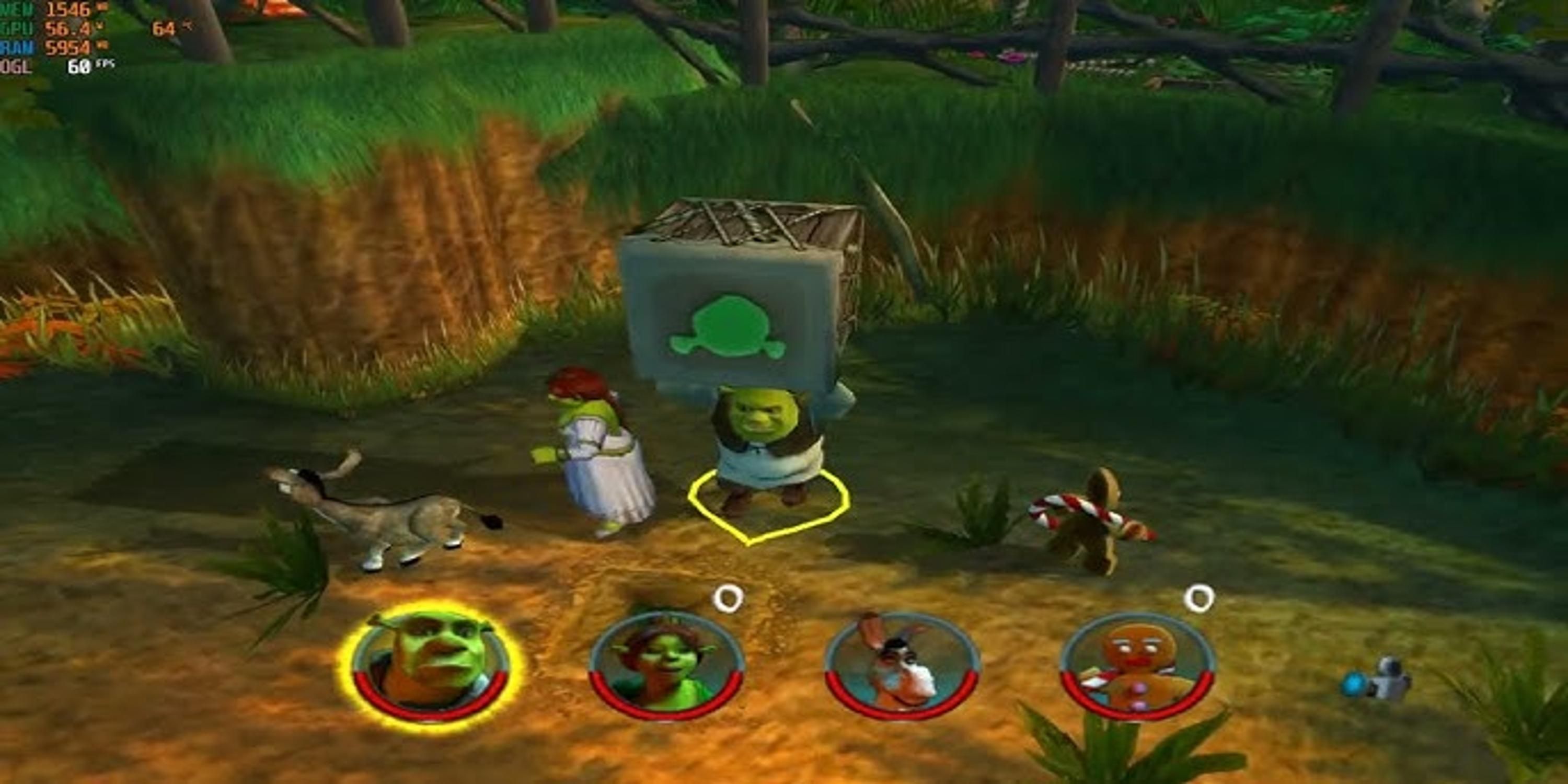 Shrek carrying a box in Shrek 2