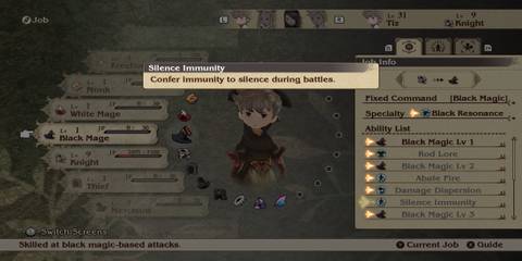 Silence Immunity skill in Bravely Default Flying Fairy HD Remaster