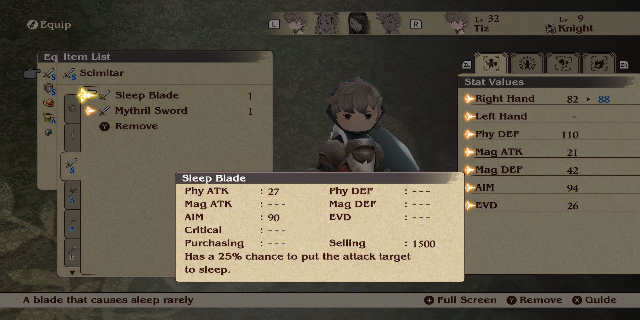 Sleep Sword weapon in Bravely Default Flying Fairy HD Remaster