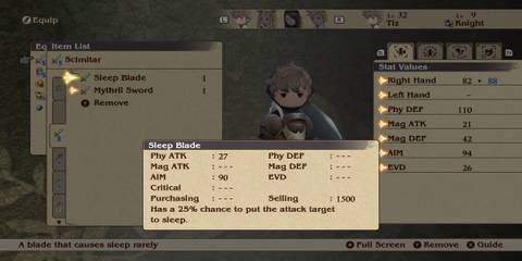 Sleep Sword weapon in Bravely Default Flying Fairy HD Remaster