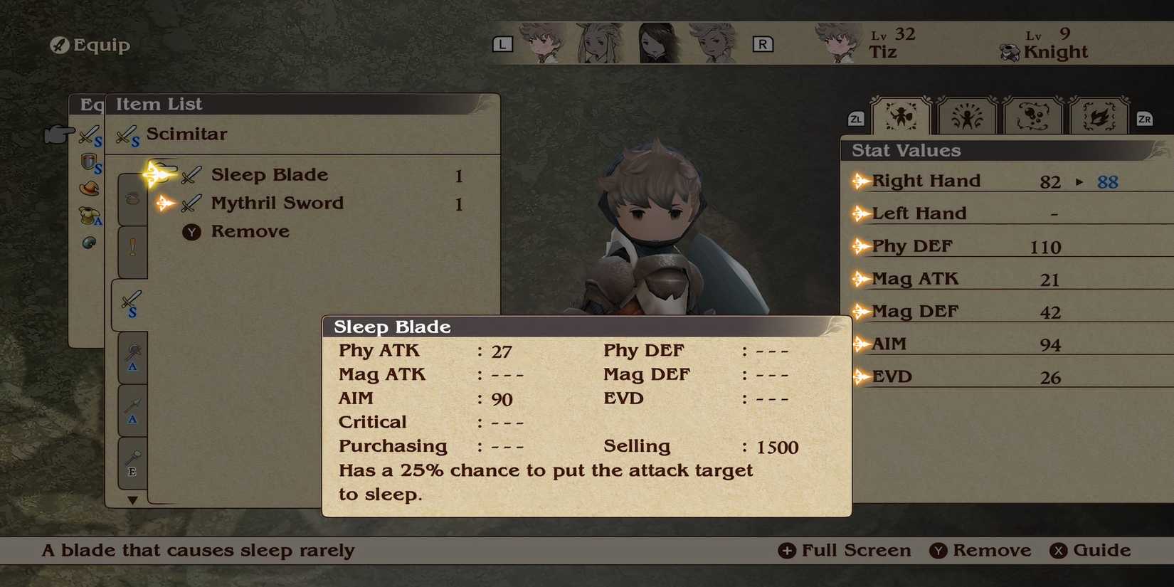 Sleep Sword weapon in Bravely Default Flying Fairy HD Remaster