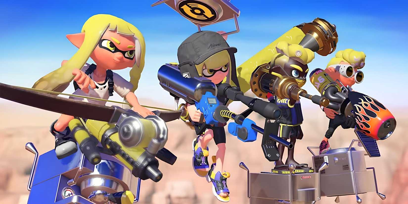 Personagens de Splatoon 3 em divulgação.